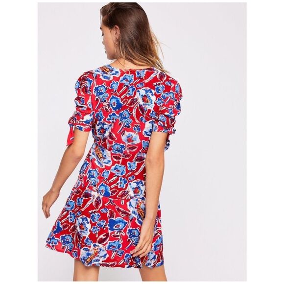 Free People Glow Up Mini Dress Floral Red 6 - Picture 2 of 8